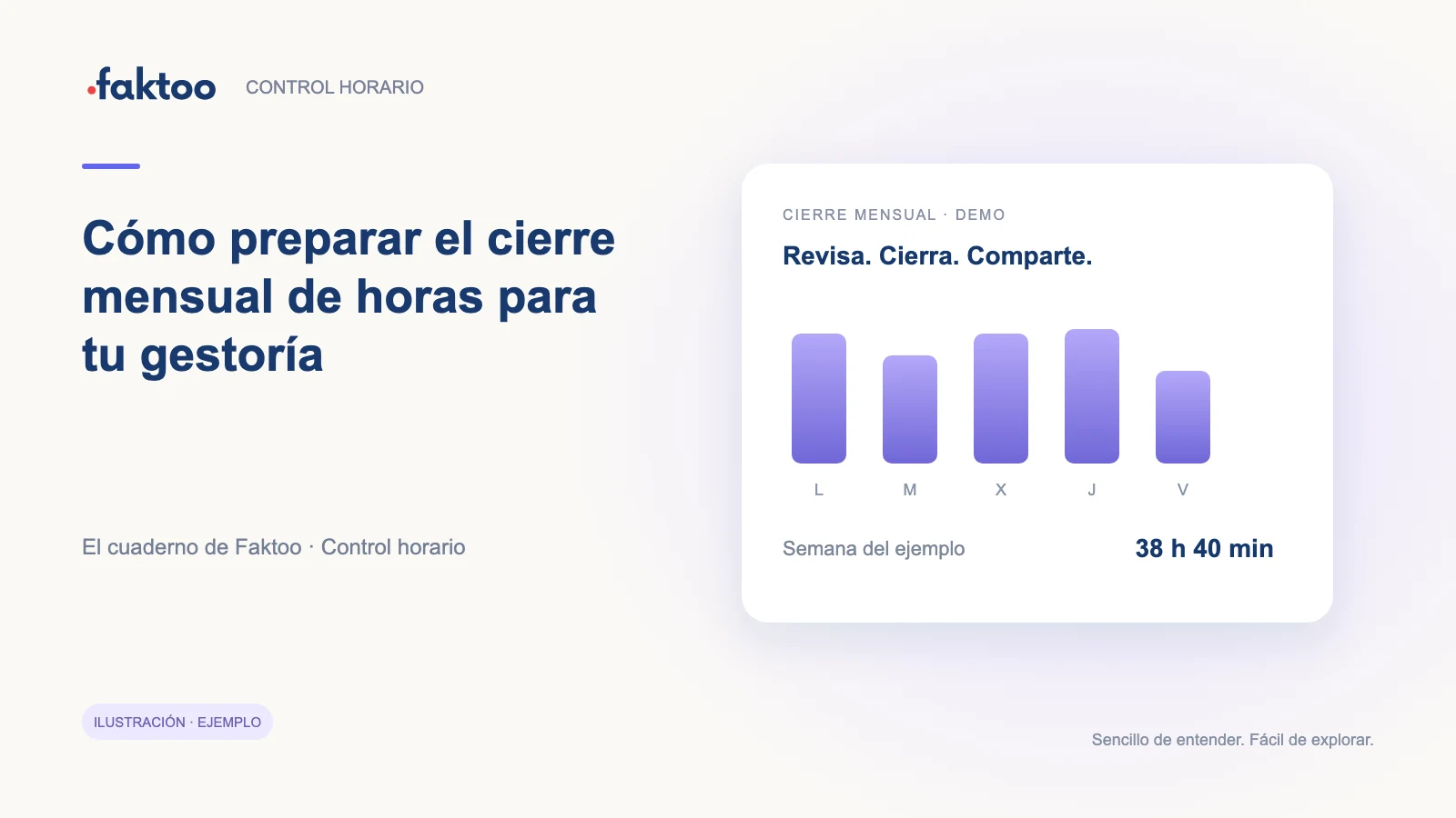 Interfaz ilustrativa de Control horario para la guía: Cómo preparar el cierre mensual de horas para tu gestoría