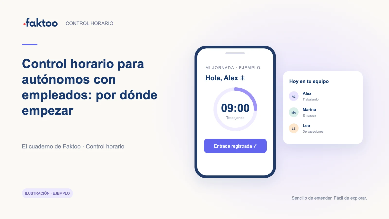 Interfaz ilustrativa de Control horario para la guía: Control horario para autónomos con empleados: por dónde empezar