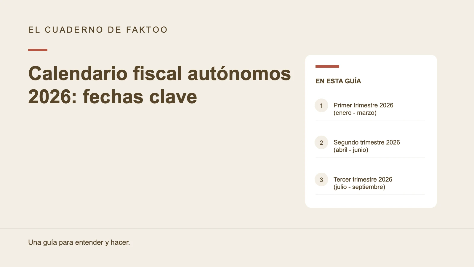Diagrama editorial: Calendario fiscal autónomos 2026: fechas clave