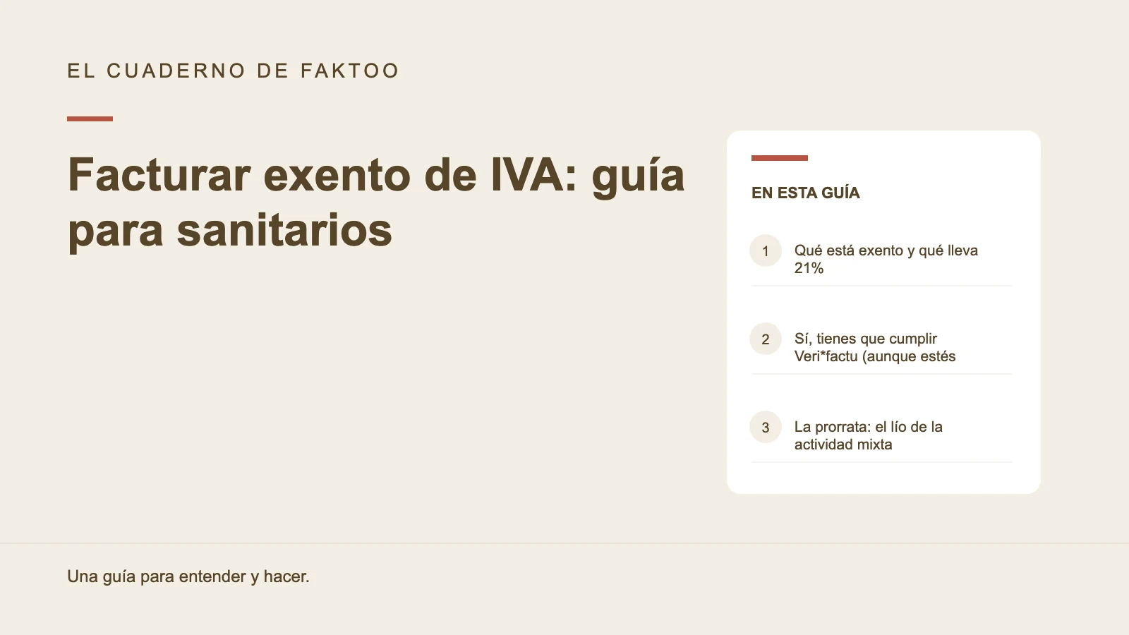 Diagrama editorial: Facturar exento de IVA: guía para sanitarios