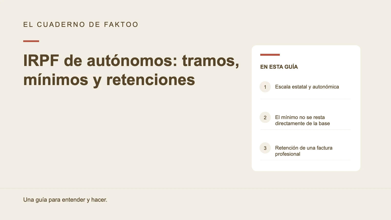 Diagrama editorial: IRPF de autónomos: tramos, mínimos y retenciones
