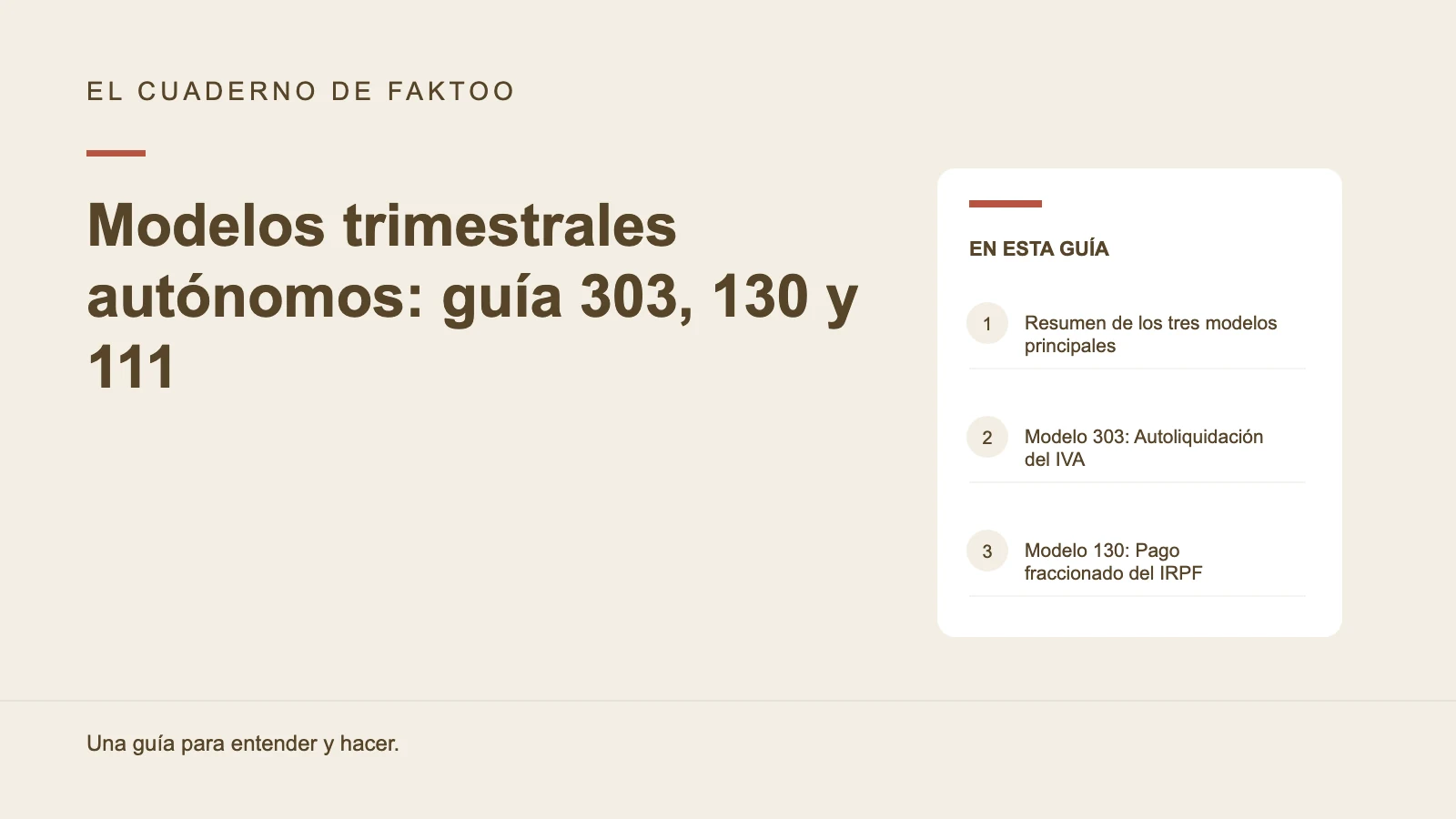 Diagrama editorial: Modelos trimestrales autónomos: guía 303, 130 y 111