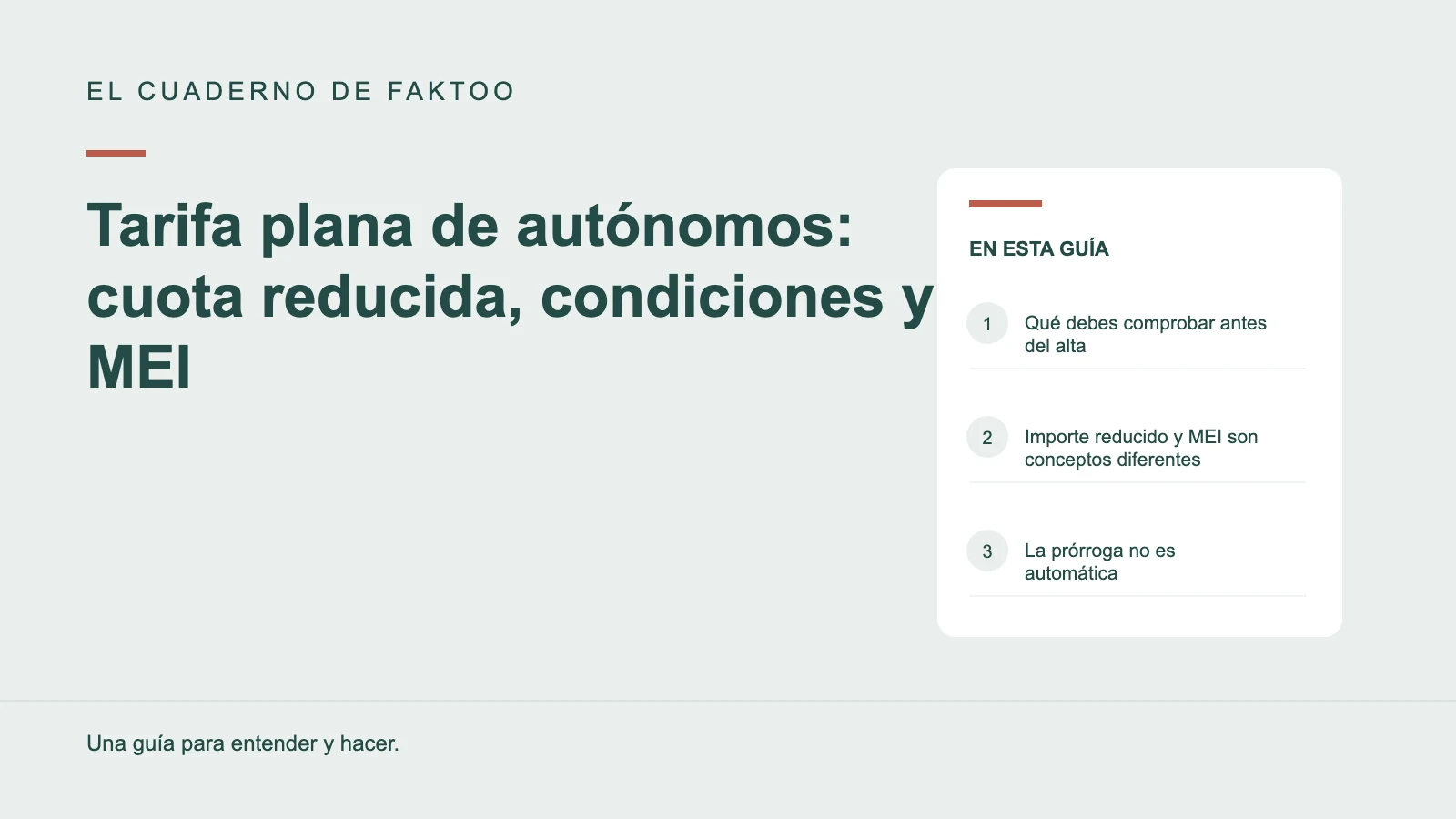 Diagrama editorial: Tarifa plana de autónomos: cuota reducida, condiciones y MEI